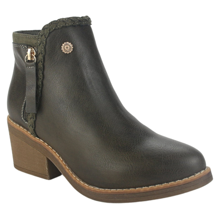 Botin Chalada Mujer Camp-50 Oliva Casual Botines Taco Chalada