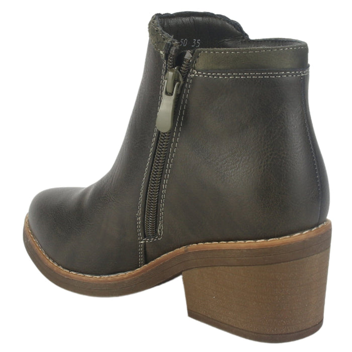 Botin Chalada Mujer Camp-50 Oliva Casual Botines Taco Chalada