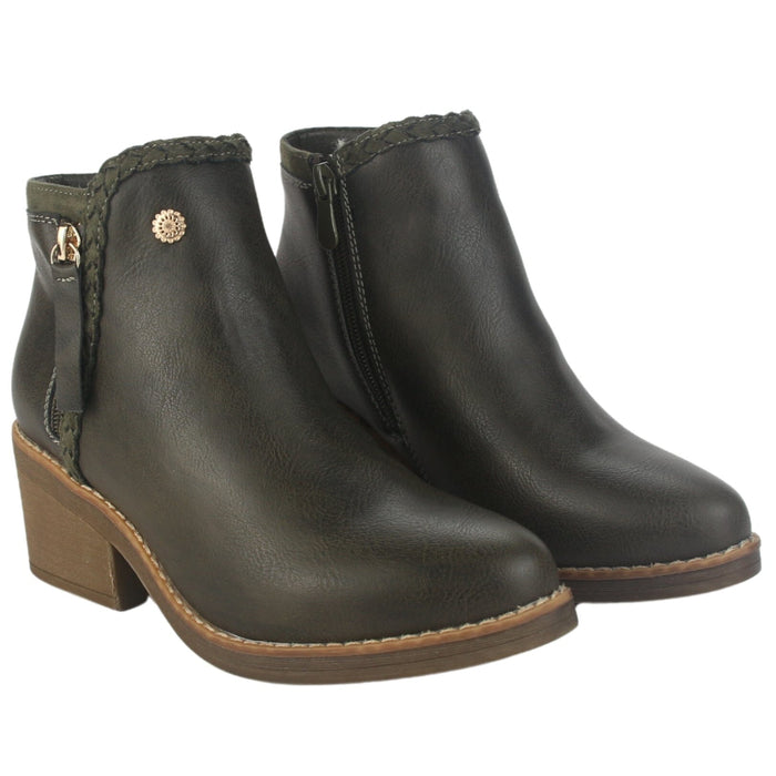 Botin Chalada Mujer Camp-50 Oliva Casual Botines Taco Chalada