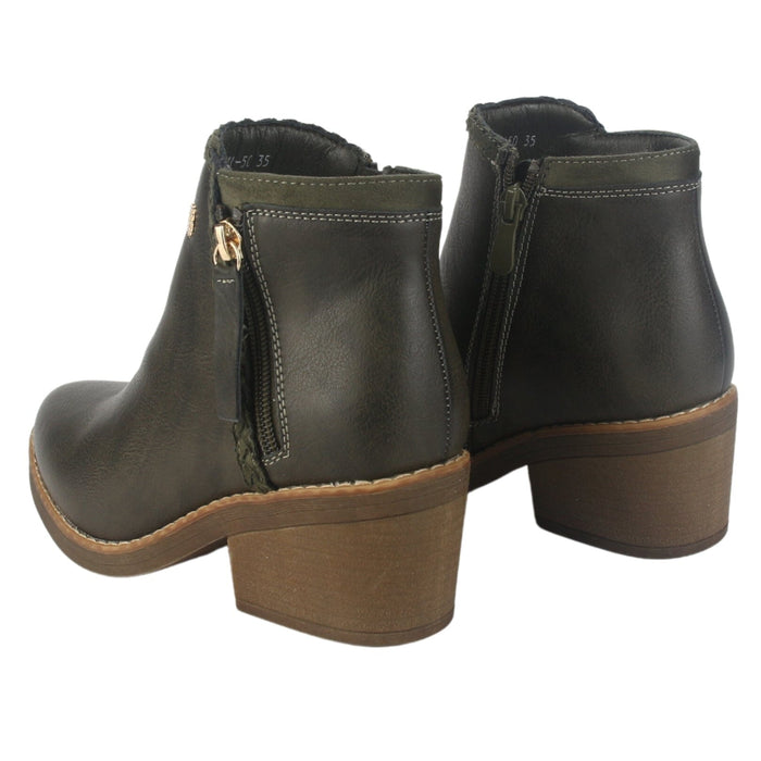 Botin Chalada Mujer Camp-50 Oliva Casual Botines Taco Chalada
