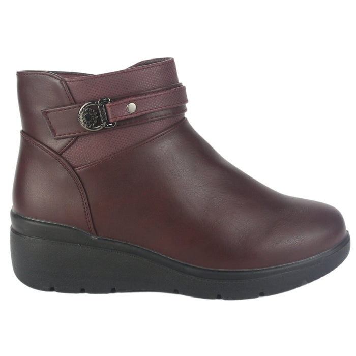 Botin Chalada Mujer Curve-5 Burdeo Casual Botines Taco Chalada