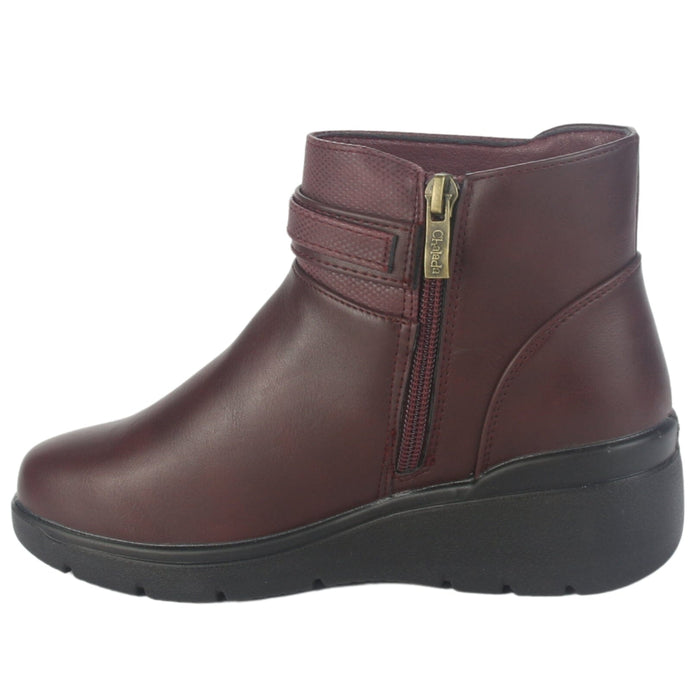 Botin Chalada Mujer Curve-5 Burdeo Casual Botines Taco Chalada