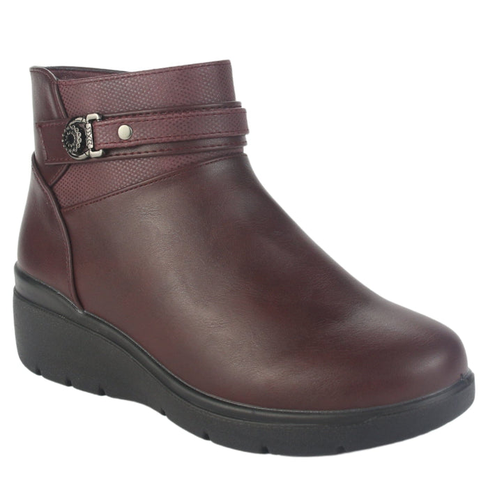 Botin Chalada Mujer Curve-5 Burdeo Casual Botines Taco Chalada
