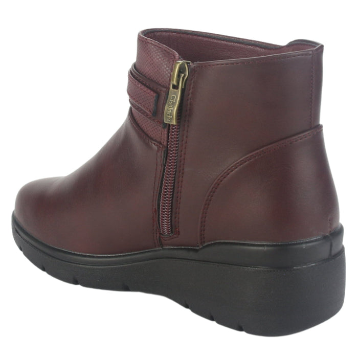 Botin Chalada Mujer Curve-5 Burdeo Casual Botines Taco Chalada