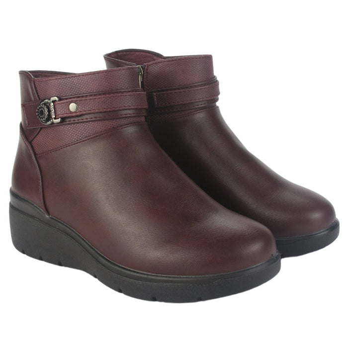 Botin Chalada Mujer Curve-5 Burdeo Casual Botines Taco Chalada
