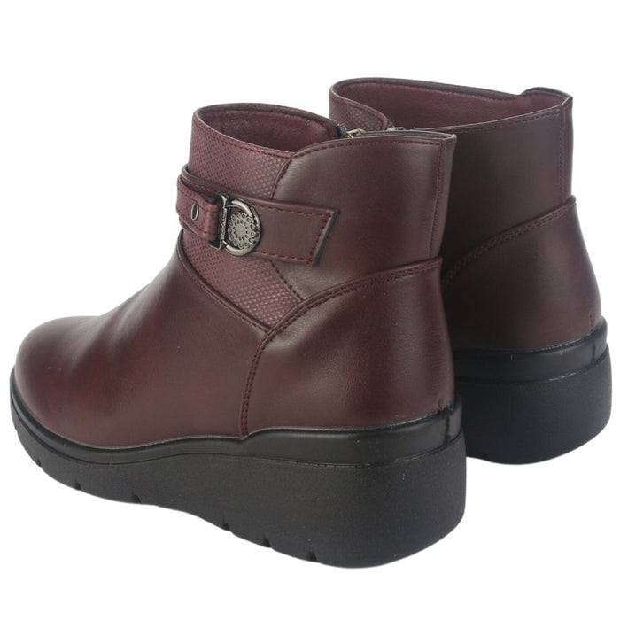 Botin Chalada Mujer Curve-5 Burdeo Casual Botines Taco Chalada