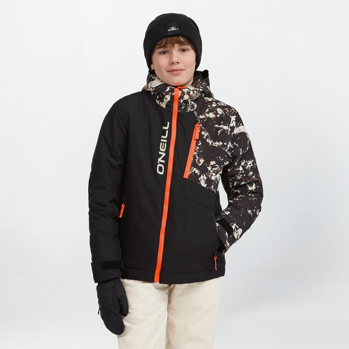 Boy's Cruz Block Snow Jacket - Black Beige Quarry