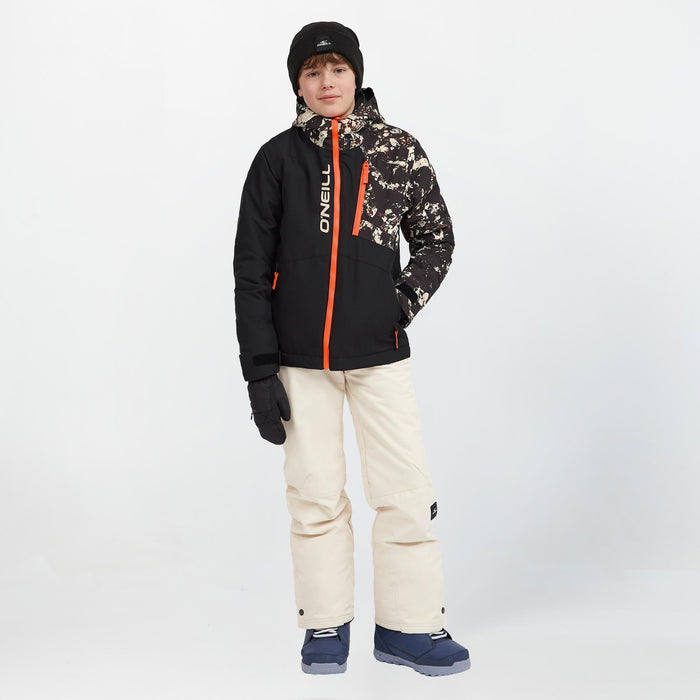 Boy's Cruz Block Snow Jacket - Black Beige Quarry