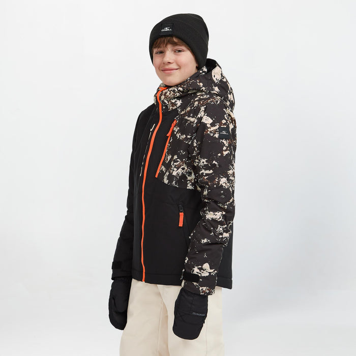Boy's Cruz Block Snow Jacket - Black Beige Quarry