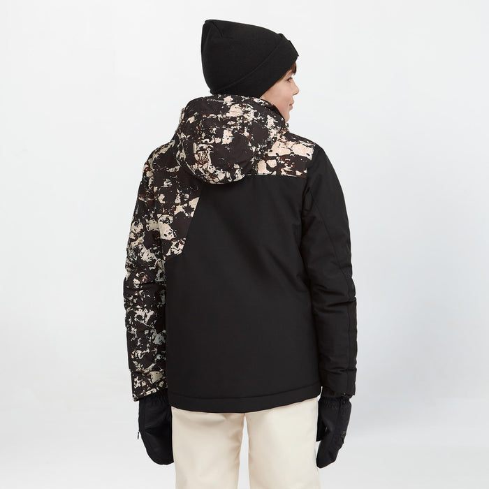 Boy's Cruz Block Snow Jacket - Black Beige Quarry