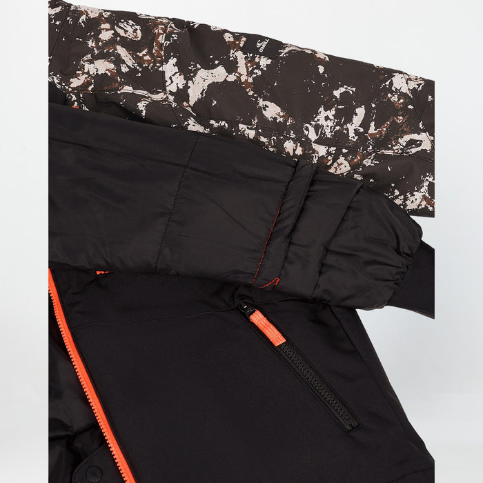Boy's Cruz Block Snow Jacket - Black Beige Quarry