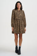 Brandy Mini Smock Dress (Leopard/Cord)