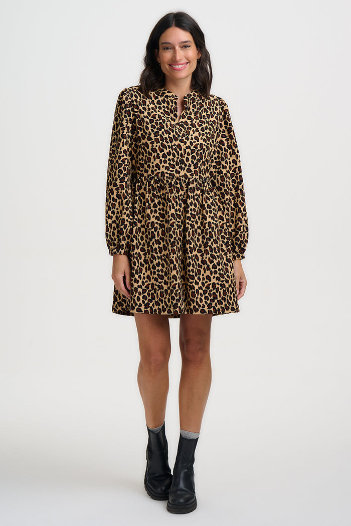 Brandy Mini Smock Dress (Leopard/Cord)