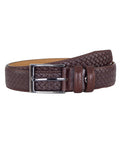 Brown Leather Woven Design Belt-Makrom