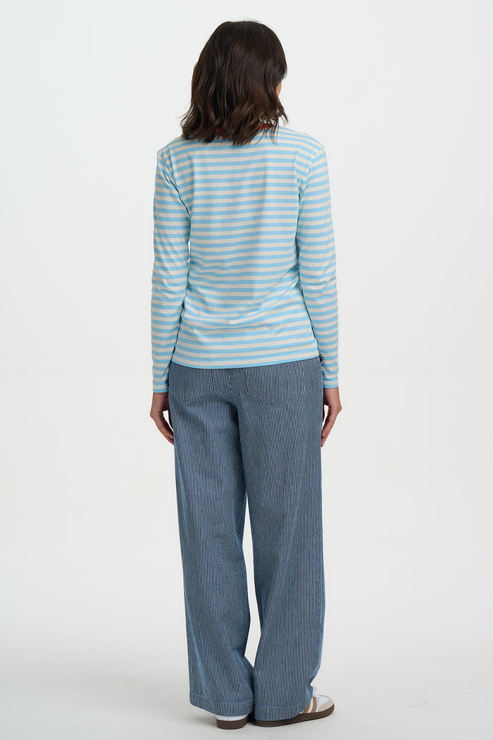 Brunswick Jersey Top  (Off White/Blue)