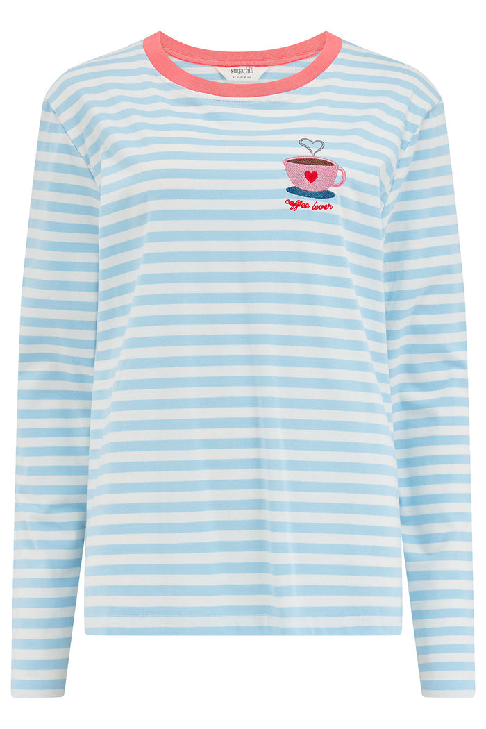 Brunswick Jersey Top  (Off White/Blue)