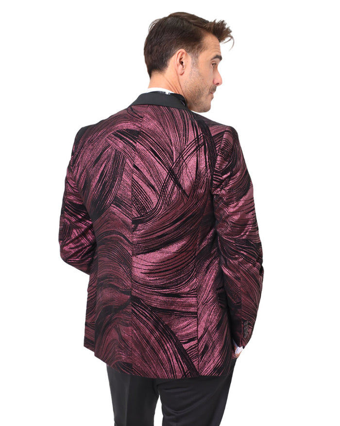 Burgundy Fashion Men's 4 Piece Textured Suit-Makrom
