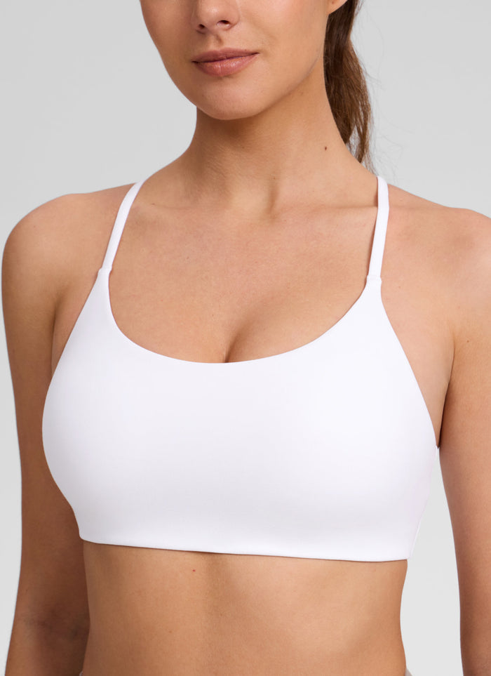 CRZ YOGA Women's Butterlift® Yoga V Back Double Lined Sports Bra White