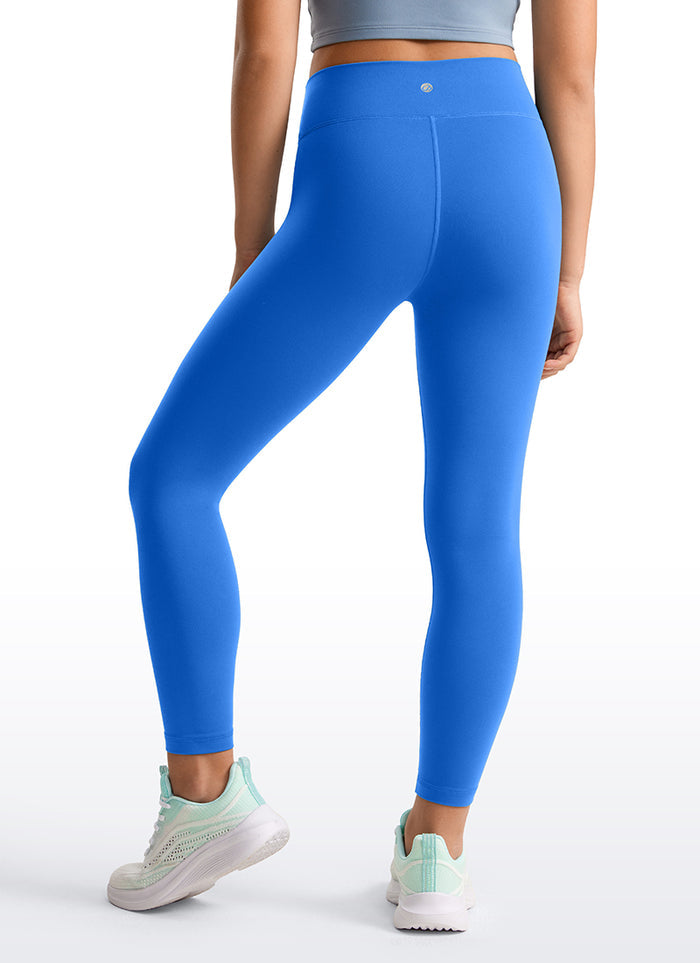 CRZ YOGA Girl's High Rise Butterluxe Sport Leggings 25'' V Cross Waist Sparkle Blue