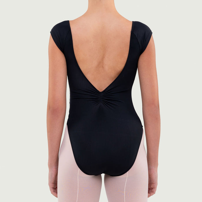 Cap Sleeve Pinch Leotard BLACK