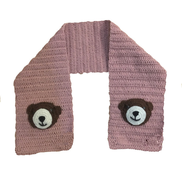 Cardigan with Bear muffler | Hand Knit 100% Wool | Size-2 years