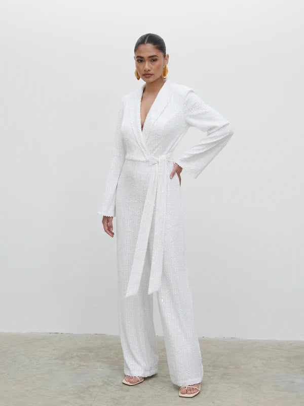 Chamonix Sequin Jumpsuit (Ivory)
