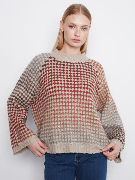 Charlie B High Neck Multicolor Knit Sweater