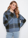 Charlie B Long Sleeve Front Zip Denim Sweater