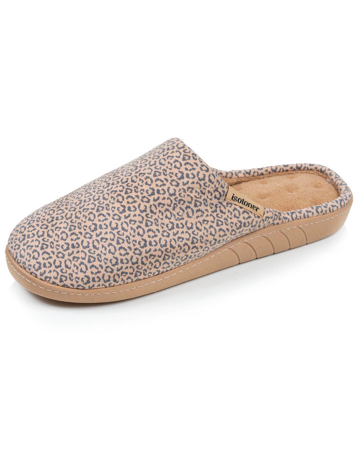 Chaussons mules Femme Léopard beige