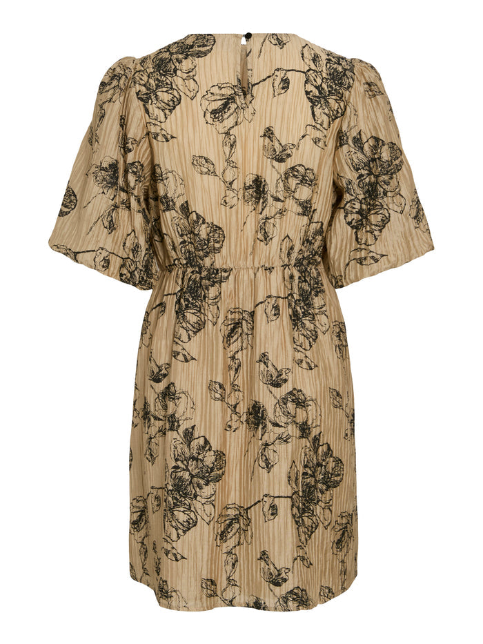Chi Chi Puff Sleeve Dress (Tigers Eye)