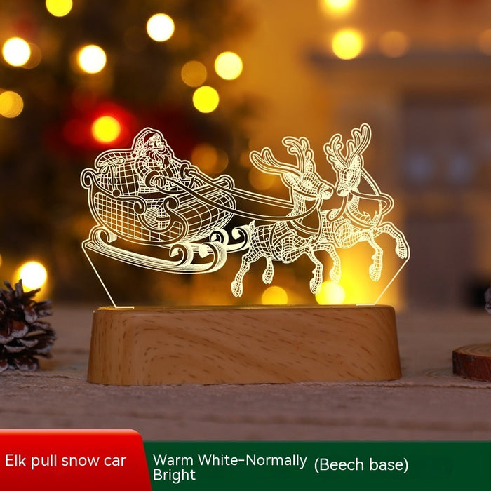 Elk Pull Snowmobile Wood Grain / Warm White