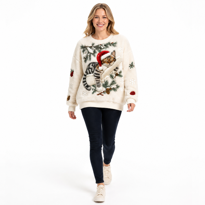 Christmas Sweatshirt Womens 3D Print Cozy Gift Pullover