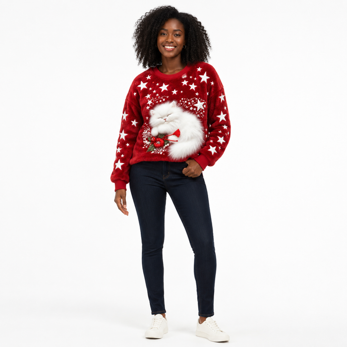 Christmas Sweatshirt Womens 3D Print Cozy Gift Pullover