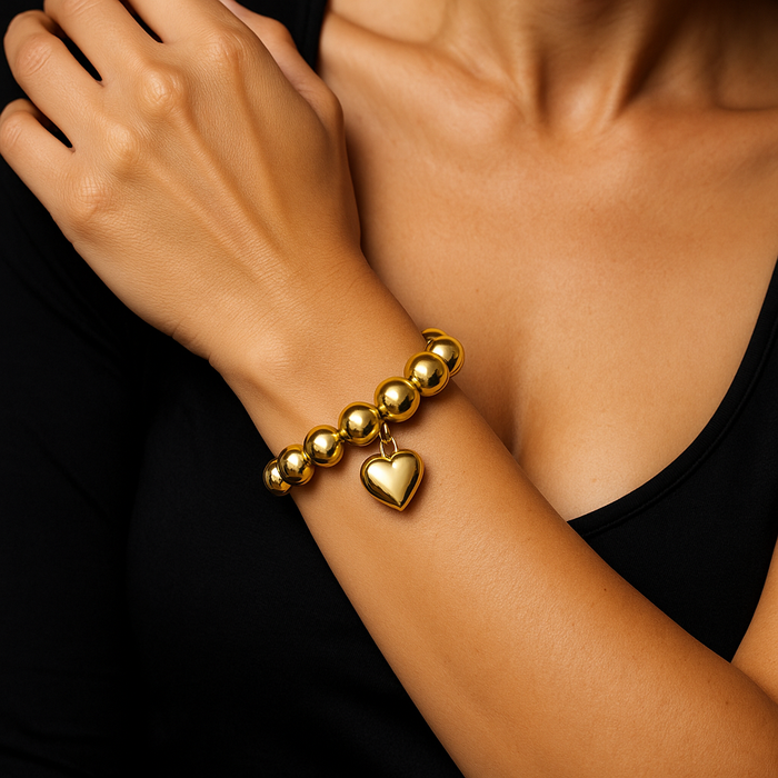 Chunky Heart Bracelet- Gold