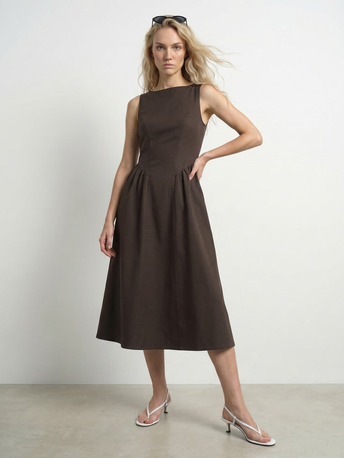Ciara Midi Dress (Chocolate Brown)