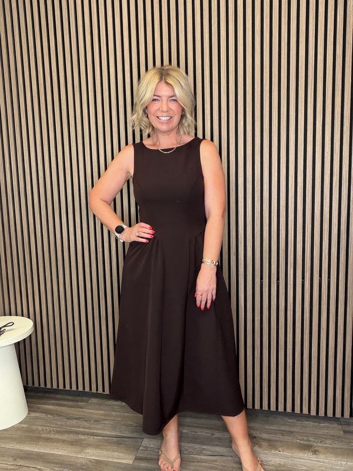 Ciara Midi Dress (Chocolate Brown)