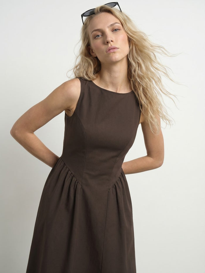 Ciara Midi Dress (Chocolate Brown)