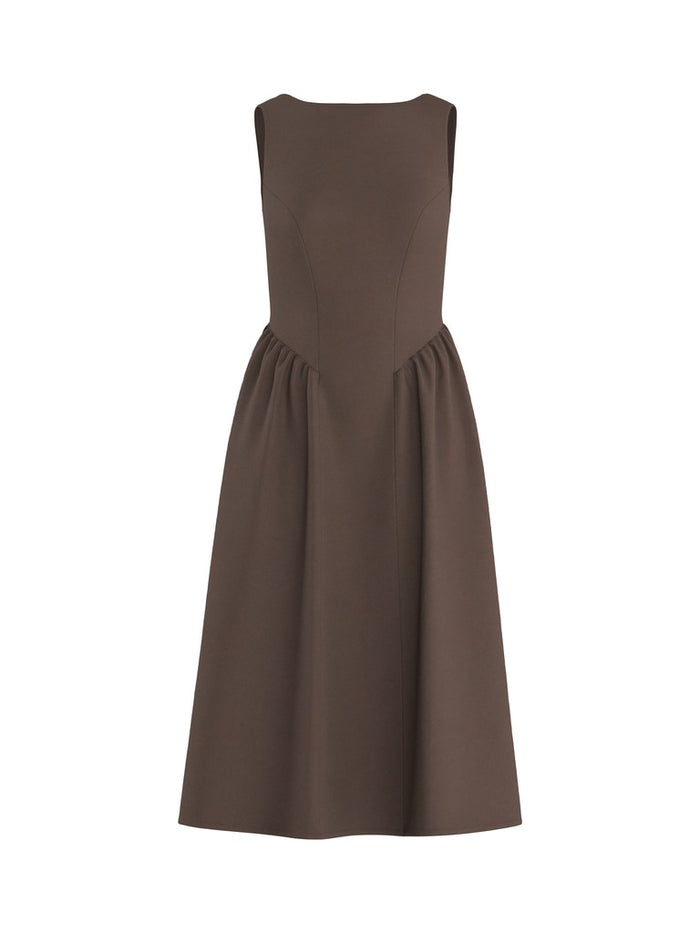 Ciara Midi Dress (Chocolate Brown)