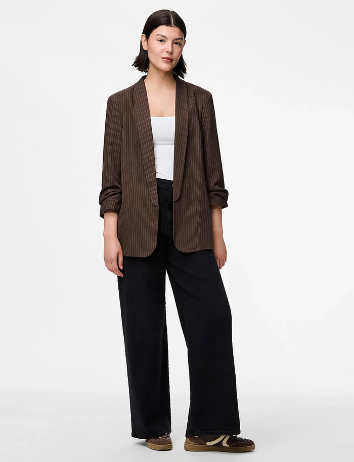 Della Pinstripe Blazer (Hot Fudge/Cloud Dancer)