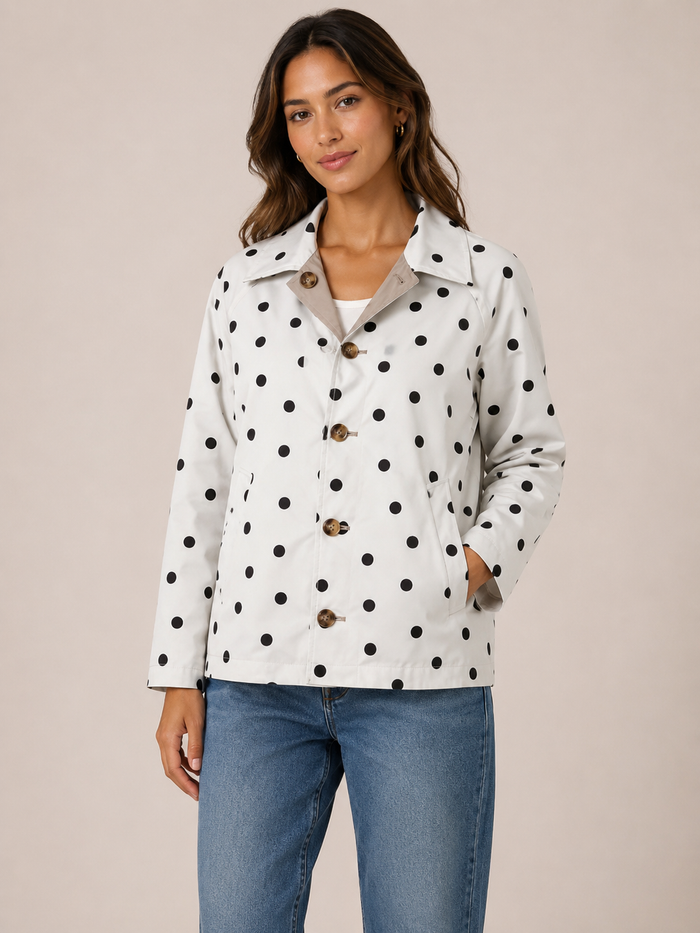 Dorothy Reversible Trench (Greige/Dots)
