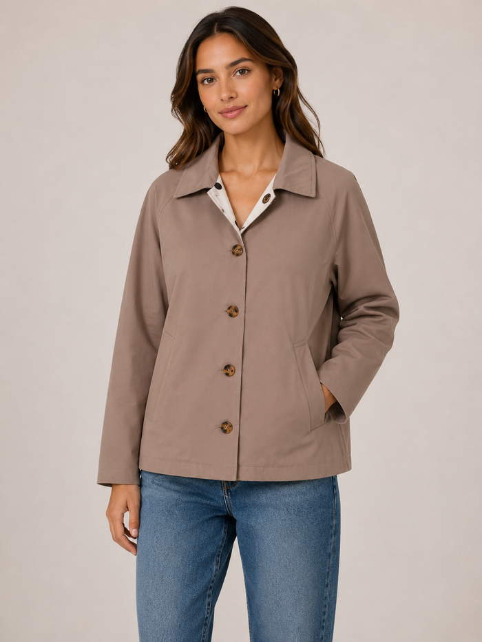Dorothy Reversible Trench (Greige/Dots)