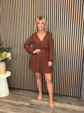 Emma Mini Dress (Black/Terracotta)