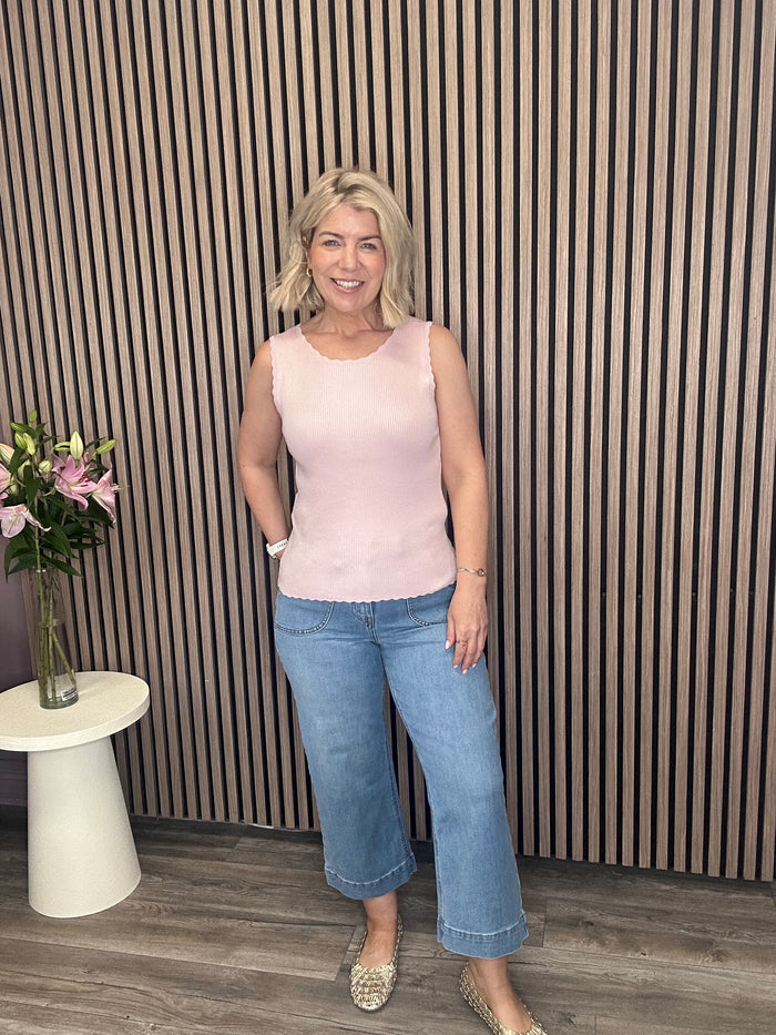 Etta Wide Leg Crop Jean (Light Wash Blue)