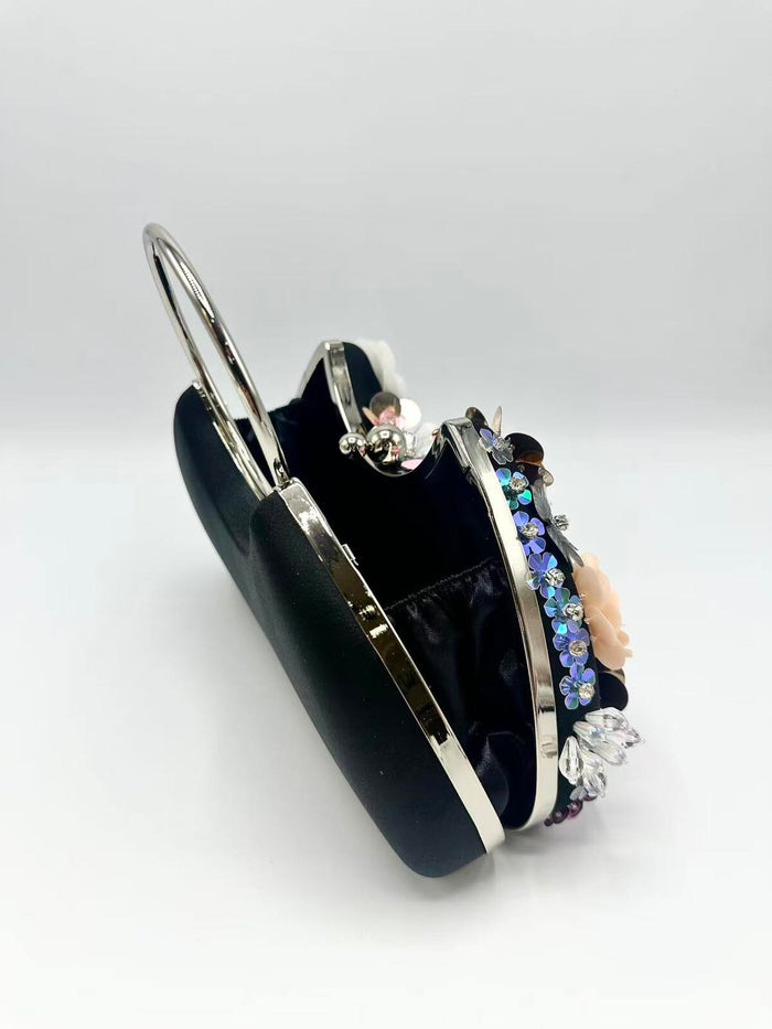 Flora Flower Clutch (Black)