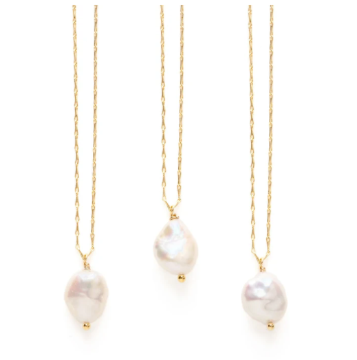amano studio pearl necklace three necklaces detail shot on white background