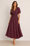 Gill Midi Dress (Black/Pink)