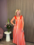 Gloria Maxi Dress (Orange/Beige)