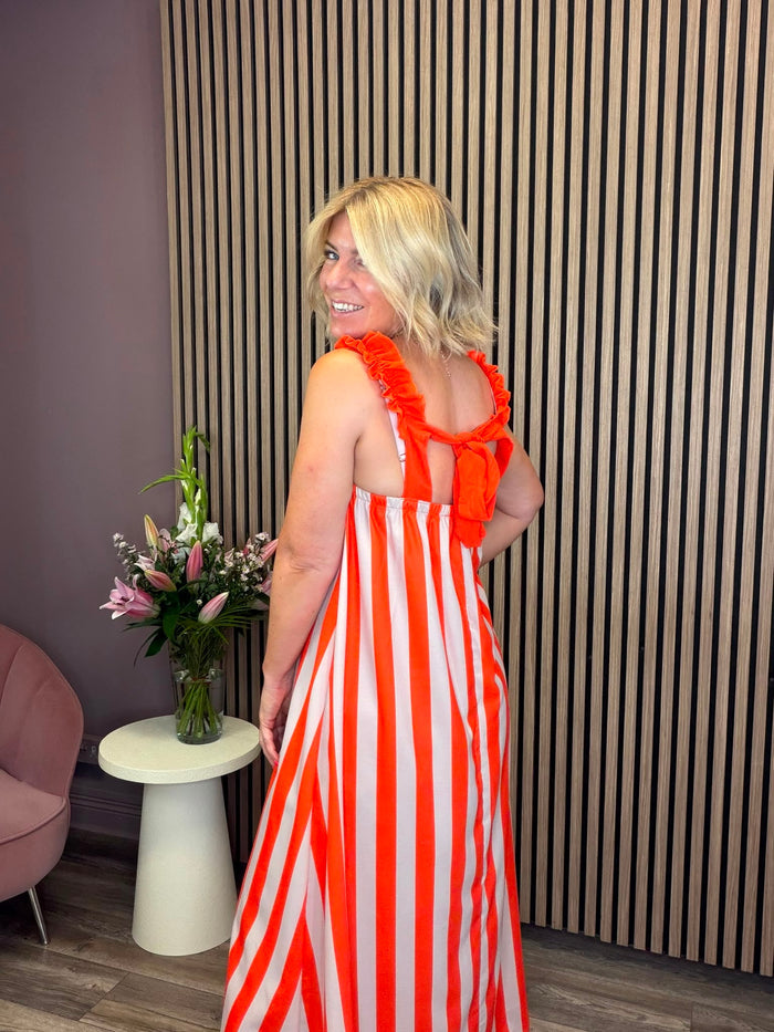 Gloria Maxi Dress (Orange/Beige)