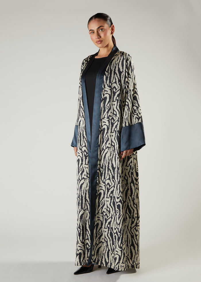 Ink Print Satin Kimono