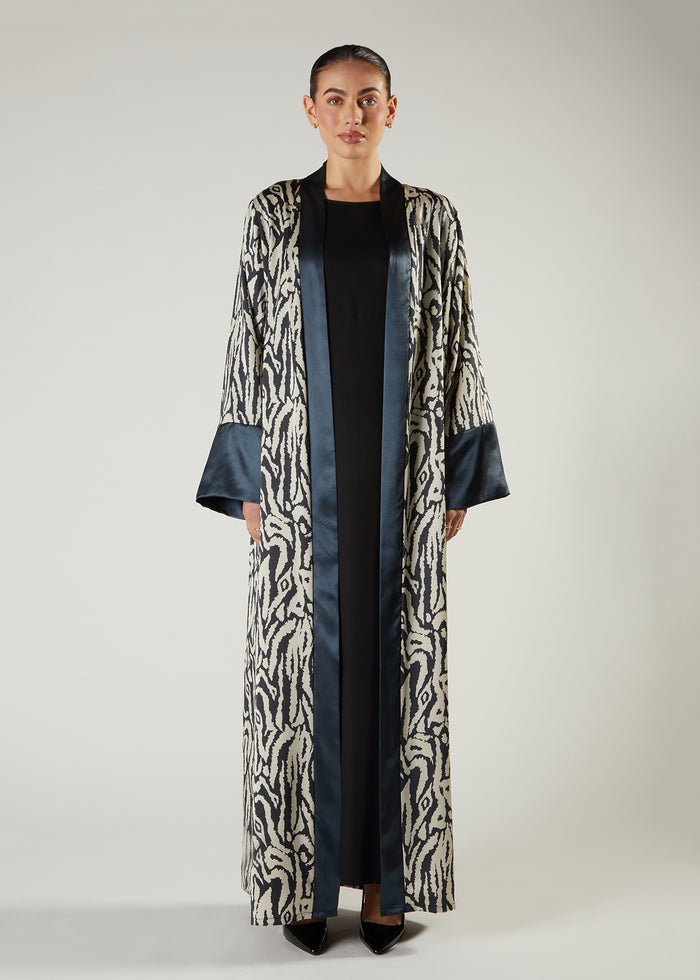 Ink Print Satin Kimono
